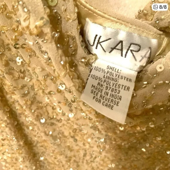♥️Lovely J Kara Gold Sequin Maxi Dress. Light gold/beige color. Size 12 - Picture 9 of 9